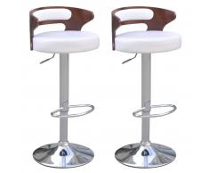 vidaXL Taburetes de bar 2 unidades madera curvada y cuero artificial