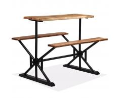 vidaXL Mesa de bar con bancos madera maciza de acacia 120x50x107 cm