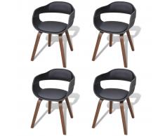 vidaXL Sillas de comedor 4 uds madera curvada cuero sintético negro