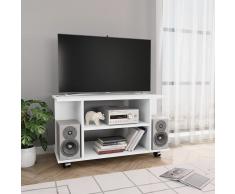 vidaXL Mueble de TV con ruedas aglomerado blanco 80x40x40 cm