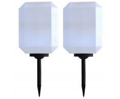 vidaXL Lámparas solares LED de exterior 2 uds cúbicas 30 cm blanco