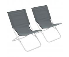 vidaXL Sillas de playa plegables 2 unidades gris