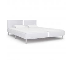 vidaXL Estructura de cama de cuero sintético blanco 160x200 cm