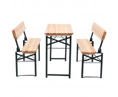 vidaXL Mesa de jardín plegable con 2 bancos madera abeto 118 cm