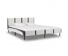 vidaXL Estructura de cama de cuero sintético blanco y negro 180x200 cm