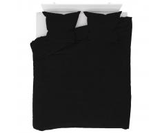 vidaXL Juego de funda de edredón negro 200x220/80x80 cm