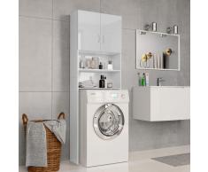 vidaXL Armario dee lavadora aglomerado blanco brillante 64x25,5x190 cm