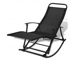 vidaXL Silla mecedora de jardín acero y textilene negro