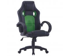 vidaXL Silla de gaming de cuero sintético verde