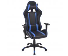 vidaXL Silla de escritorio Racing reclinable de cuero artificial azul