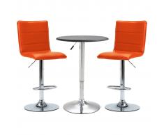 vidaXL Set mesa alta y taburetes de bar 3 piezas cuero sintético negro