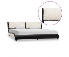 vidaXL Estructura de cama cuero sintético negro y blanco 180x200 cm