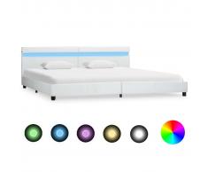 vidaXL Estructura de cama con LED de cuero sintético blanco 180x200 cm