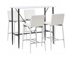 vidaXL Juego de mesa alta y taburetes 5 piezas cuero sintético blanco
