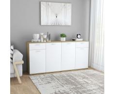 vidaXL Aparador de aglomerado blanco y roble Sonoma 160x36x75 cm