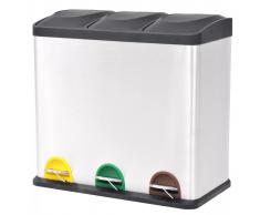 vidaXL Cubo de reciclaje y basura con pedal acero inoxidable 3x18 L