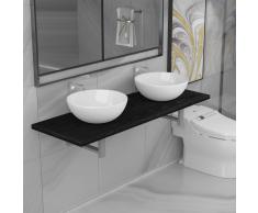vidaXL Conjunto de muebles de baño de tres piezas cerámica negro