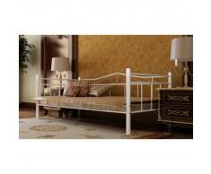 vidaXL Cama individual de metal blanco, 90 x 200 cm
