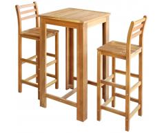 vidaXL Set mesa de bar y sillas 3 piezas de madera de acacia maciza