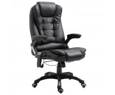 vidaXL Silla de oficina de masaje de cuero sintético negra