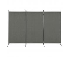 vidaXL Biombo divisor de 3 paneles gris antracita 260x180 cm