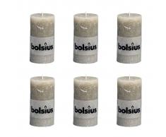 Bolsius Vela Del Pilar Rústica 130 x 68 mm 6 Piezas Guijarro Gris