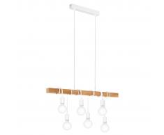 EGLO Lámpara colgante Townshend 6 bombillas madera blanco y beige