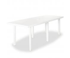 vidaXL Mesa de jardín de plástico blanca 210x96x72 cm