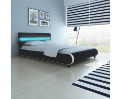 vidaXL Cabecero de Cama Negro con LED 140 cm y Colchón Espuma Viscoelástica
