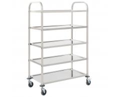 vidaXL Carrito de cocina de 5 alturas 107x55x147 cm acero inoxidable