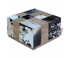 vidaXL Mesa de centro cuero vacuno real 60x60x36 cm