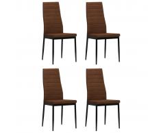 vidaXL Sillas de comedor 4 unidades tela marrón