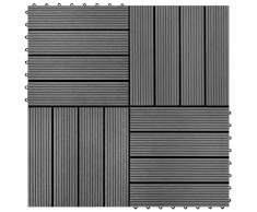 vidaXL Baldosas WPC de compuestos madera y plástico gris