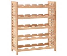 vidaXL Botellero para 25 botellas madera maciza de nogal 63x25x73 cm