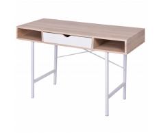 vidaXL Escritorio con un cajón de roble y blanco