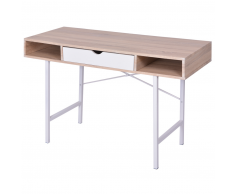 vidaXL Escritorio con un cajón de roble y blanco