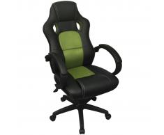 vidaXL Silla de Oficina Ejecutiva de Carreras Verde Cuero Sintético