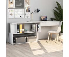 vidaXL Escritorio esquinero aglomerado blanco brillante 200x50x76 cm