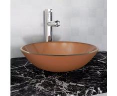 vidaXL Lavabo de vidrio templado 42 cm marrón