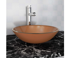 vidaXL Lavabo de vidrio templado 42 cm marrón