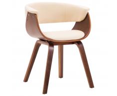 vidaXL Silla de comedor de madera curvada y cuero sintético crema