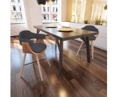 vidaXL Sillas de comedor 2 unidades madera curvada y tela gris oscuro