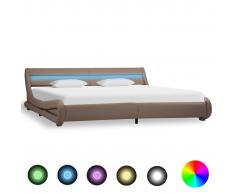 vidaXL Estructura de cama con LED cuero sintético capuchino 180x200 cm