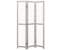 vidaXL Biombo de 3 paneles madera maciza blanco 105x165 cm
