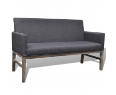 vidaXL Banco acolchado de madera caucho, Gris oscuro