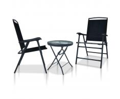 vidaXL Mesa y sillas de bistró 3 piezas acero negro