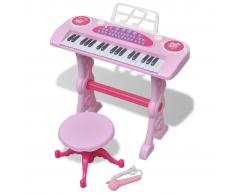 vidaXL Piano de juguete de 37 teclas con taburete/micrófono para niños (Rosa)