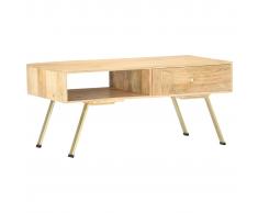 vidaXL Mesa de centro de madera maciza de mango 95x50x42 cm