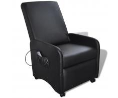 vidaXL Sillón de masaje de cuero sintético negro