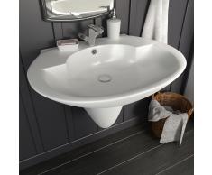 vidaXL Lavabo de pared de cerámica blanco 690x520x210 mm